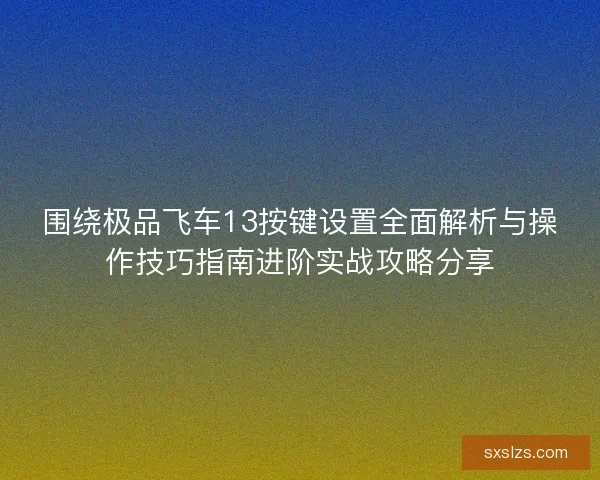 围绕极品飞车13按键设置全面解析与操作技巧指南进阶实战攻略分享