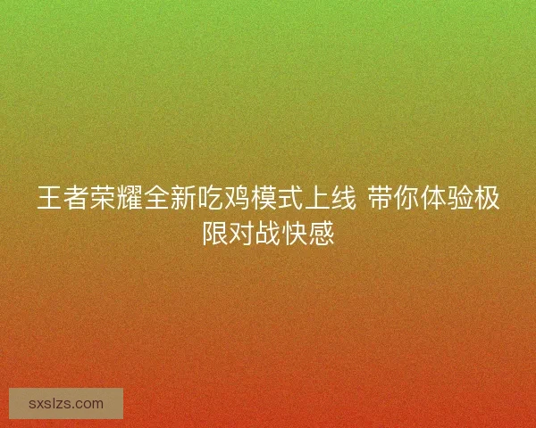 王者荣耀全新吃鸡模式上线 带你体验极限对战快感