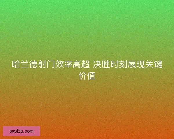 哈兰德射门效率高超 决胜时刻展现关键价值